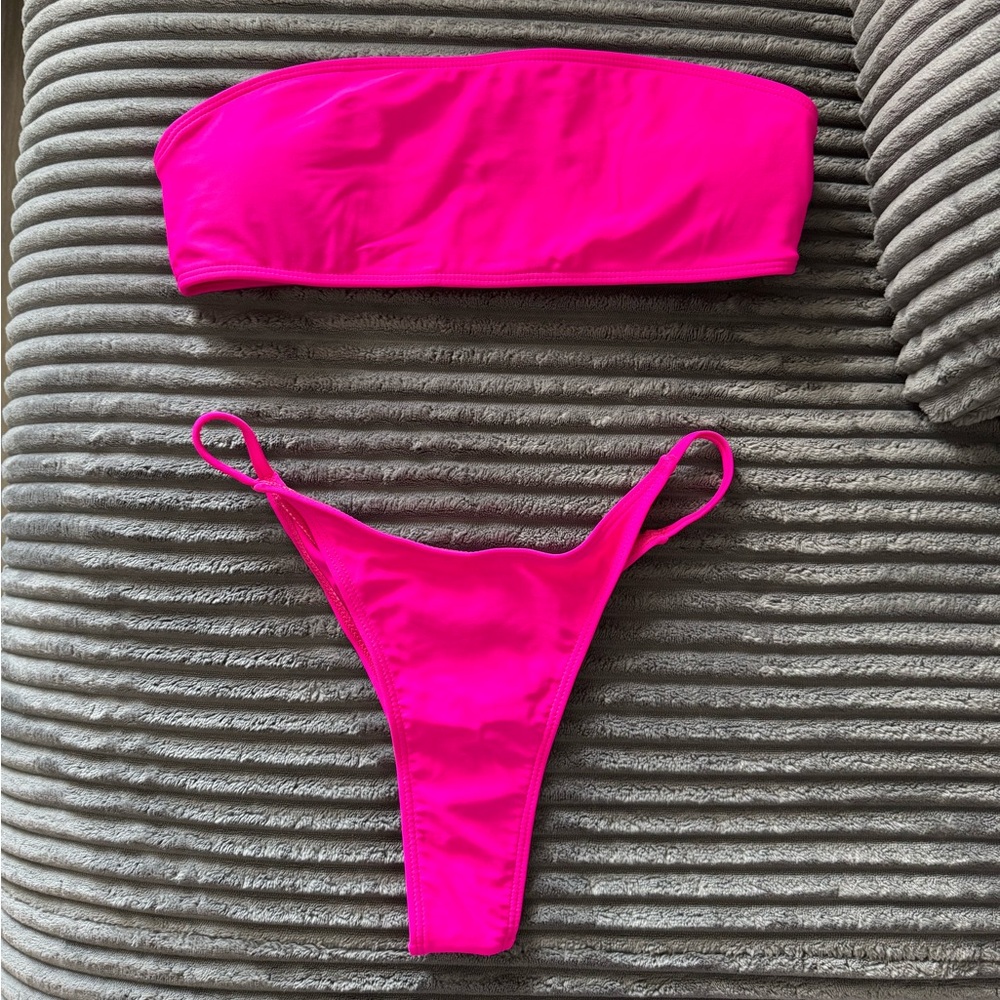 Hot Pink Bandeau Bikini Set